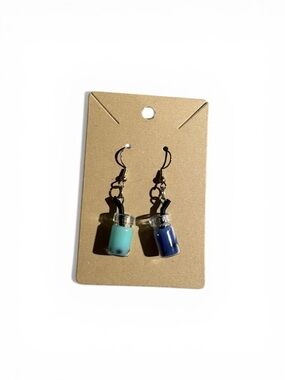 Hand Crafted Teal and Blue Jar Dangle Earrings
